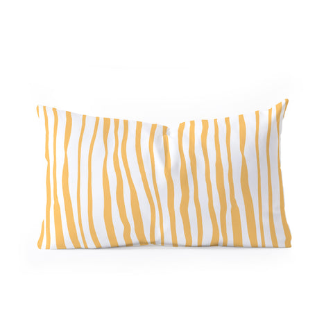 Angela Minca Summer wavy lines yellow Oblong Throw Pillow