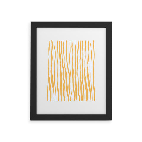 Angela Minca Summer wavy lines yellow Framed Art Print