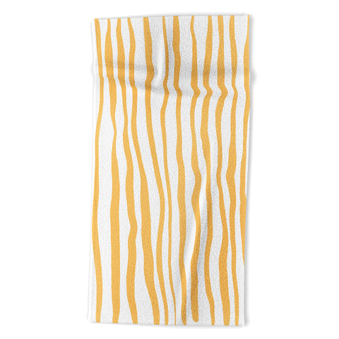 Angela Minca Summer wavy lines yellow Beach Towel