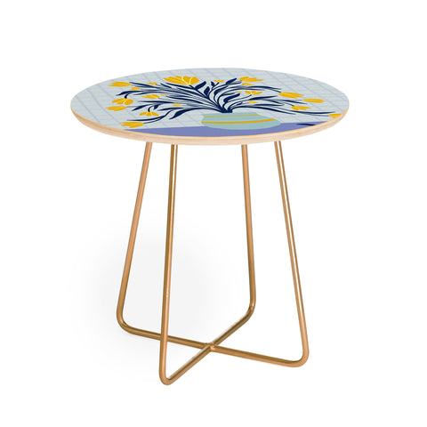 Angela Minca Tulips yellow and blue Round Side Table