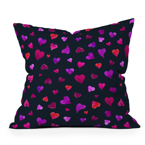 Angela Minca Valentines day hearts purple Outdoor Throw Pillow