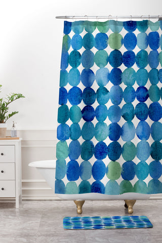 Angela Minca Watercolor dot pattern Shower Curtain And Mat