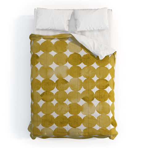 Angela Minca Watercolor dot pattern yellow Comforter