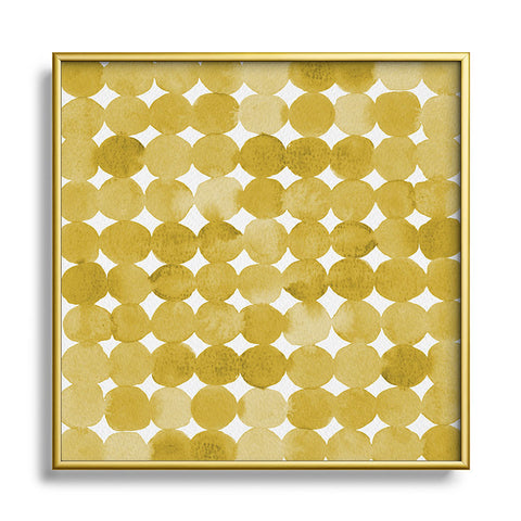Angela Minca Watercolor dot pattern yellow Square Metal Framed Art Print