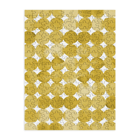 Angela Minca Watercolor dot pattern yellow Puzzle
