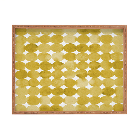 Angela Minca Watercolor dot pattern yellow Rectangular Tray
