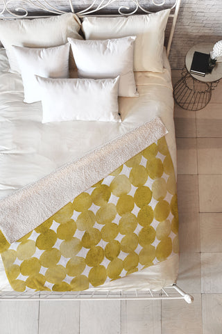 Angela Minca Watercolor dot pattern yellow Fleece Throw Blanket