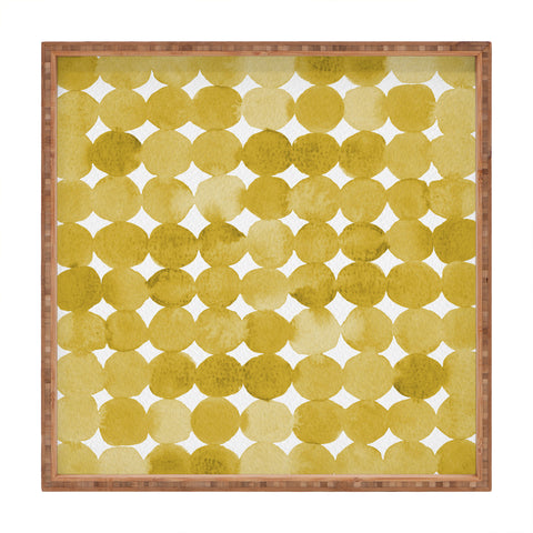 Angela Minca Watercolor dot pattern yellow Square Tray