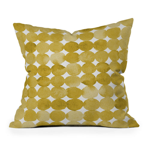 Angela Minca Watercolor dot pattern yellow Throw Pillow