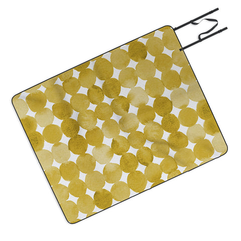 Angela Minca Watercolor dot pattern yellow Picnic Blanket