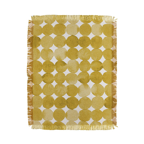 Angela Minca Watercolor dot pattern yellow Throw Blanket