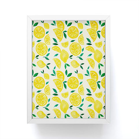 Angela Minca Watercolor lemons pattern Framed Mini Art Print