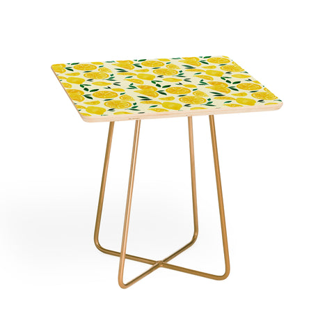 Angela Minca Watercolor lemons pattern Side Table