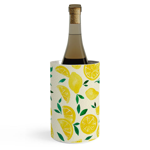 Angela Minca Watercolor lemons pattern Wine Chiller