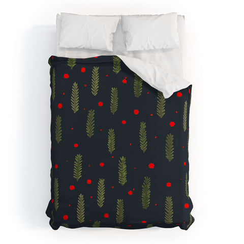 Angela Minca Xmas branches and berries 3 Duvet Cover