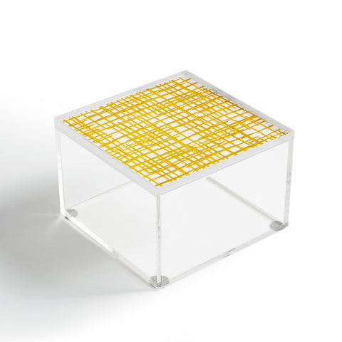 Angela Minca Yellow abstract grid Acrylic Box