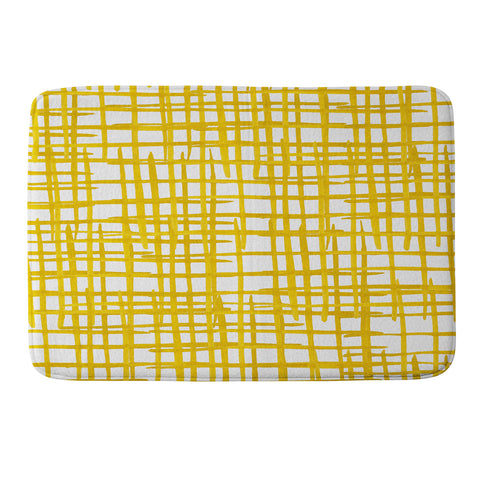 Angela Minca Yellow abstract grid Memory Foam Bath Mat