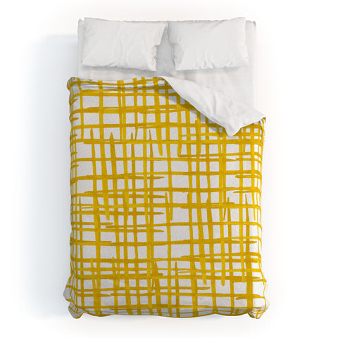 Angela Minca Yellow abstract grid Duvet Cover