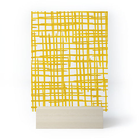 Angela Minca Yellow abstract grid Mini Art Print
