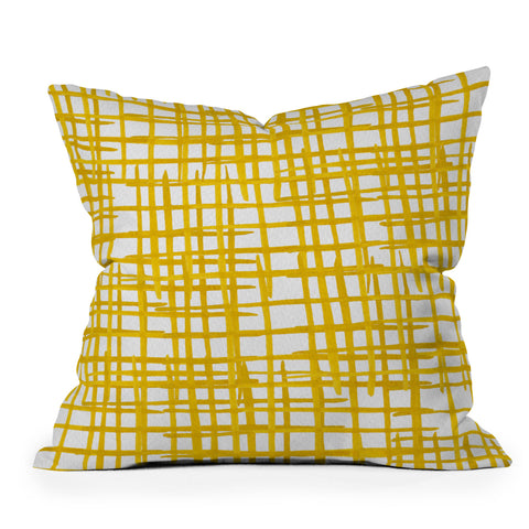 Angela Minca Yellow abstract grid Outdoor Throw Pillow