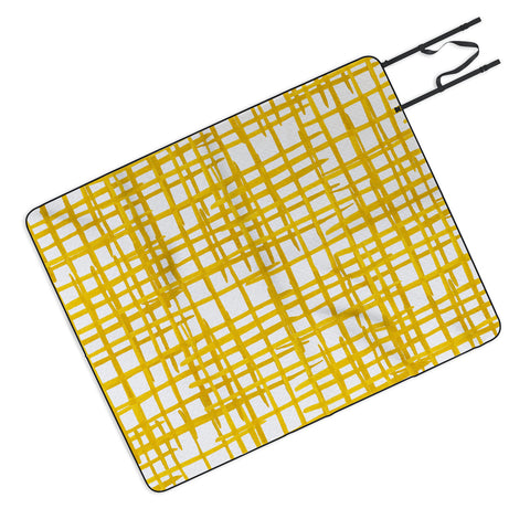 Angela Minca Yellow abstract grid Picnic Blanket