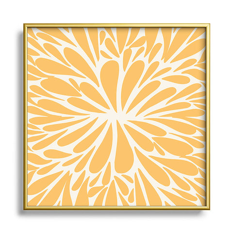 Angela Minca Yellow pastel floral burst Square Metal Framed Art Print