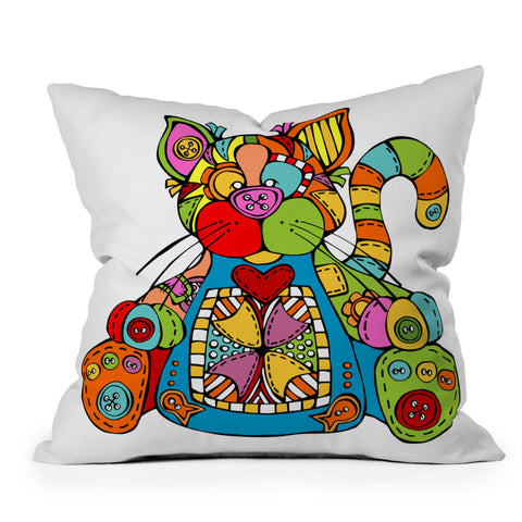 Angry Squirrel Studio CAT Buttonnose Buddies Outdoor Throw Pillow
