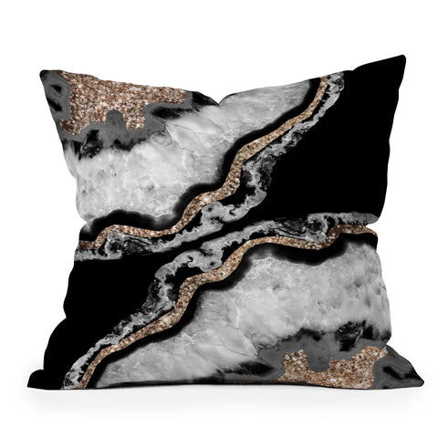 Anita's & Bella's Artwork Yin Yang Agate Glitter Glam 8 Outdoor Throw Pillow