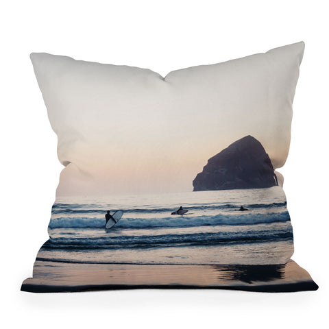 Ann Hudec Cape Kiwanda Surfers Outdoor Throw Pillow