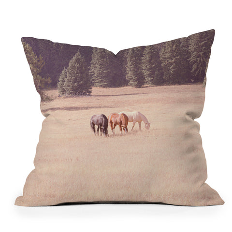 Ann Hudec Montana Horses Outdoor Throw Pillow