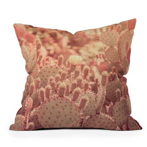 Ann Hudec Rose Gold Cactus Outdoor Throw Pillow