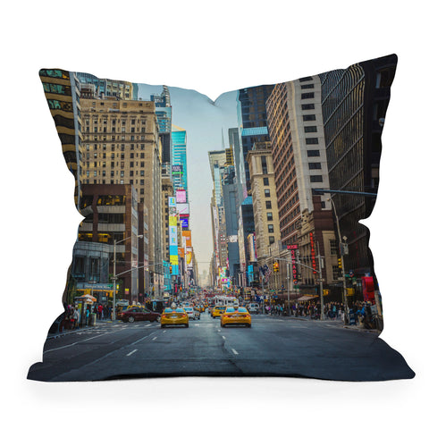 Ann Hudec Sunset Over 7th Ave NYC Outdoor Throw Pillow