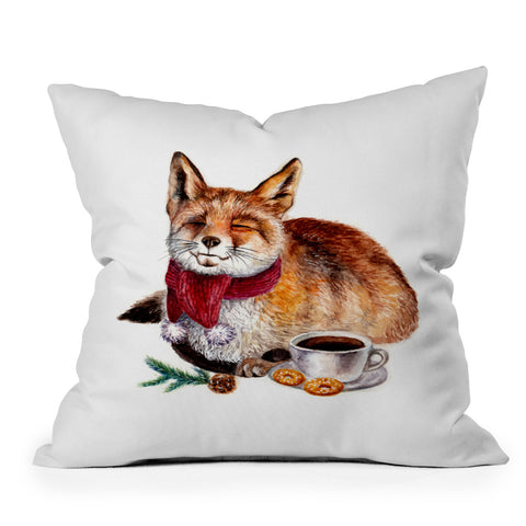 Anna Shell Coffee Fox Outdoor Throw Pillow