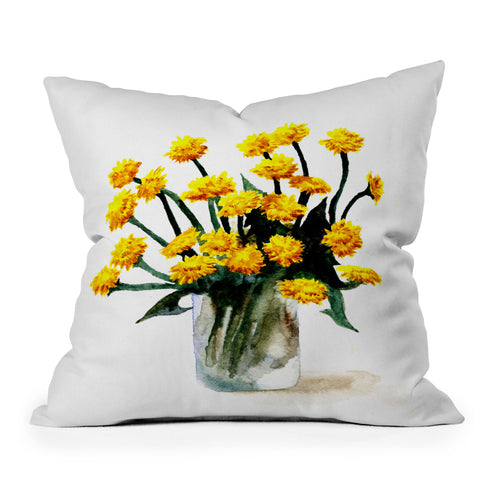 Anna Shell Dandelions watercolor Outdoor Throw Pillow