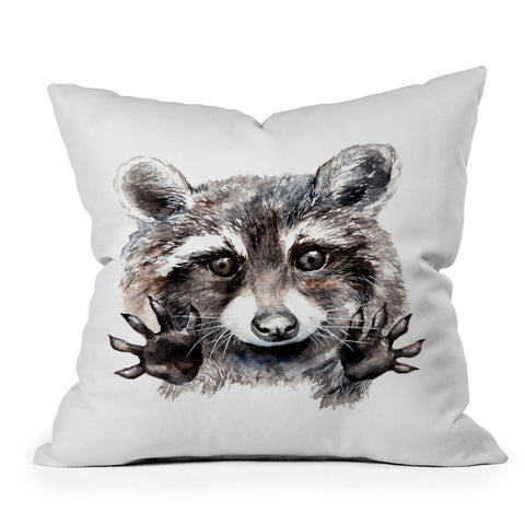 Anna Shell Magic raccoon Outdoor Throw Pillow