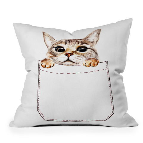 Anna Shell Pocket cat Outdoor Throw Pillow