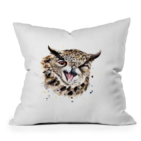 Anna Shell Winking Owl Outdoor Throw Pillow
