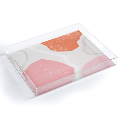 Anneamanda abstract flow pink and orange Acrylic Tray