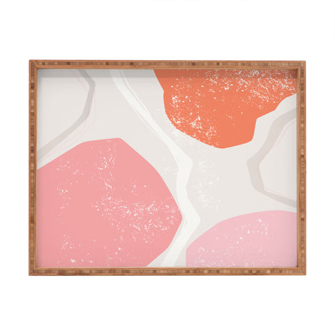 Anneamanda abstract flow pink and orange Rectangular Tray