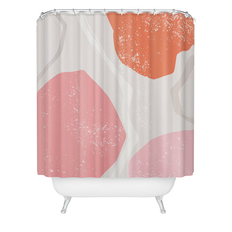 Anneamanda abstract flow pink and orange Shower Curtain