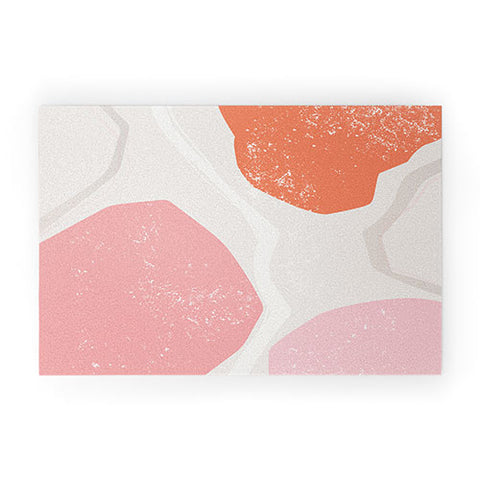 Anneamanda abstract flow pink and orange Welcome Mat