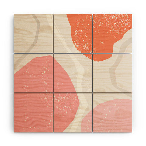 Anneamanda abstract flow pink and orange Wood Wall Mural