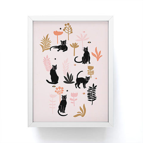 Anneamanda cat garden Framed Mini Art Print