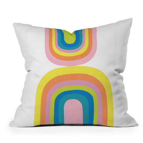 Anneamanda happy rainbows Outdoor Throw Pillow