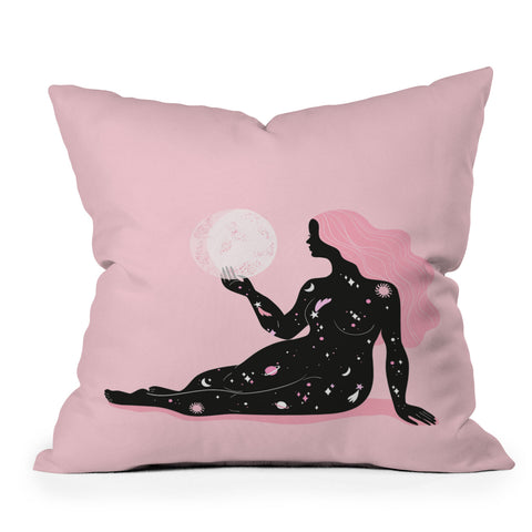 Anneamanda moon goddess Outdoor Throw Pillow