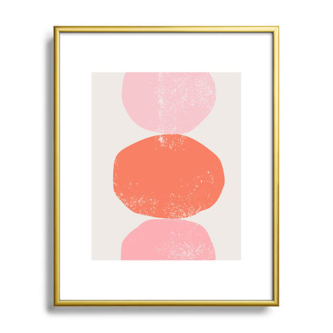 Anneamanda orange and pink rocks abstract Metal Framed Art Print