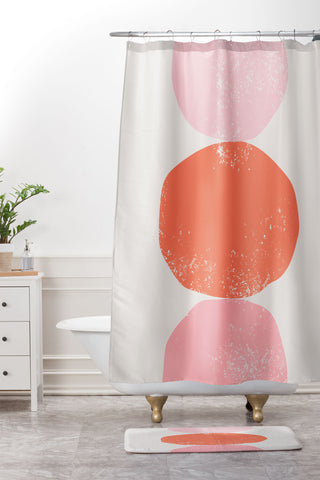 Anneamanda orange and pink rocks abstract Shower Curtain And Mat