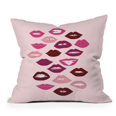 Anneamanda ruby lips Outdoor Throw Pillow