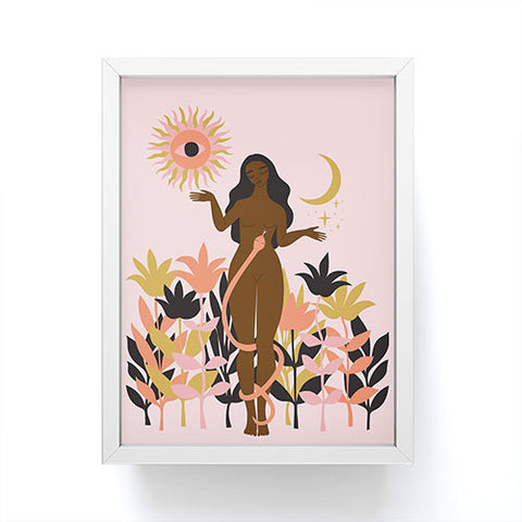 Anneamanda sun flower goddess Framed Mini Art Print