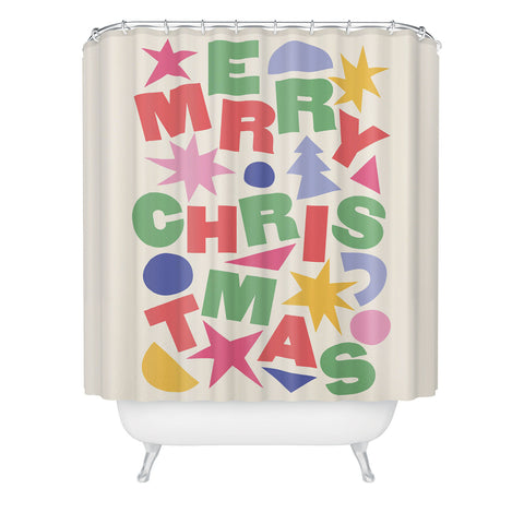 April Lane Art Abstract Merry Christmas Shower Curtain